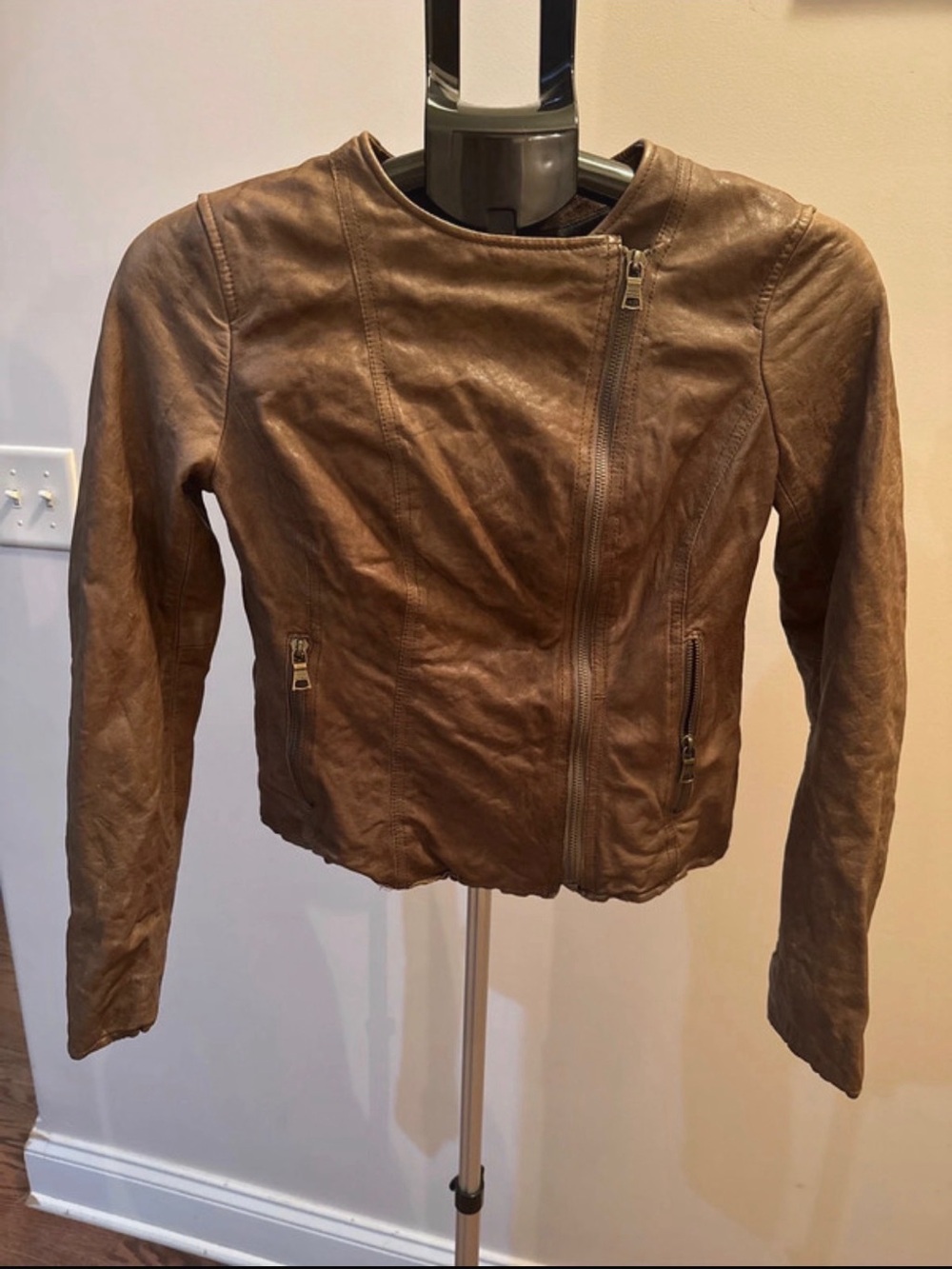 Banana Republic Brown Distressed Leather Moto Jacket